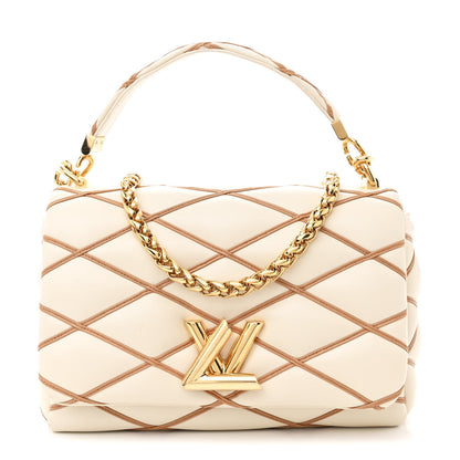Louis Vuitton Lambskin Malletage GO-14 MM Creme Noisette 1 of 11