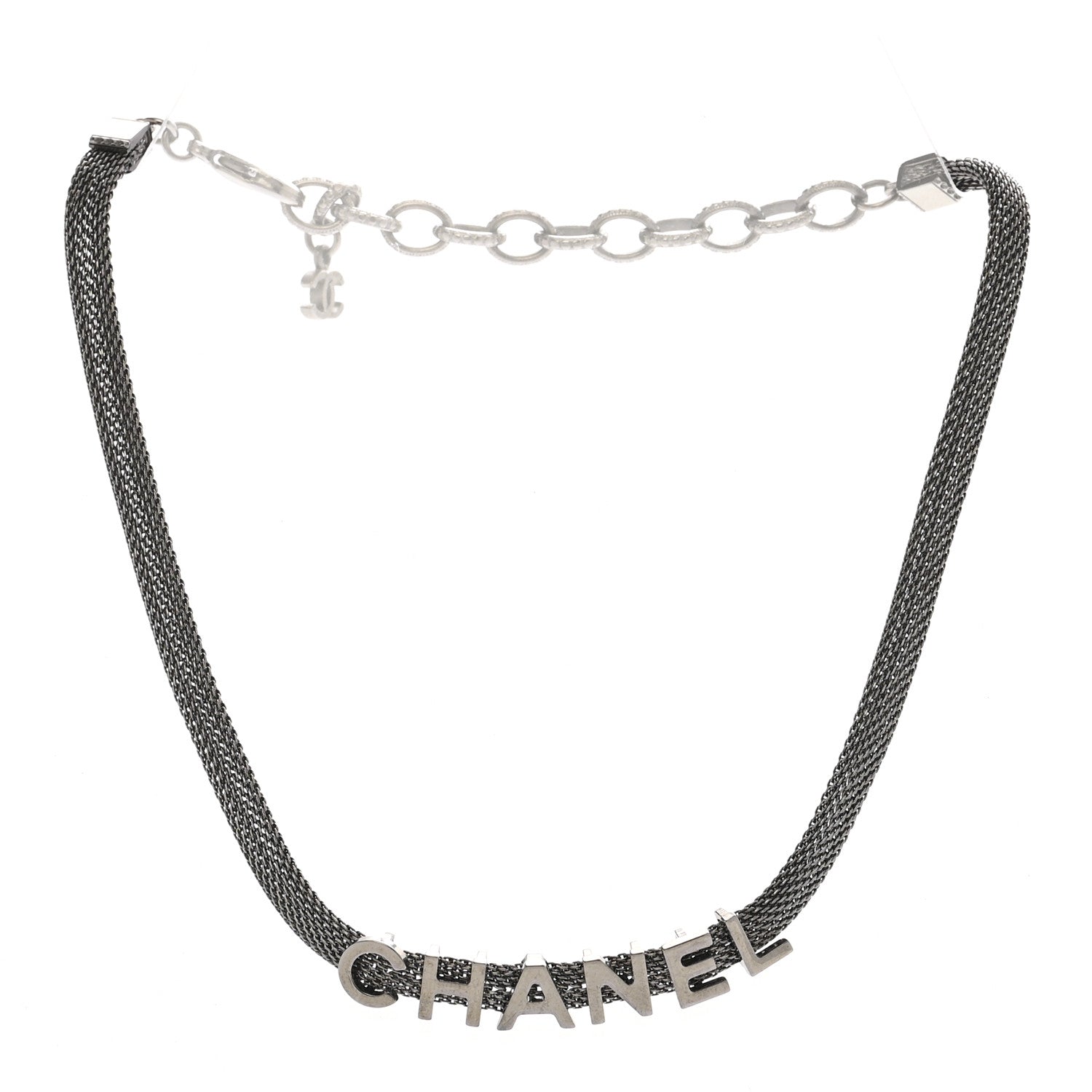 Chanel Mesh Logo Choker Necklace Ruthenium 1 of 5