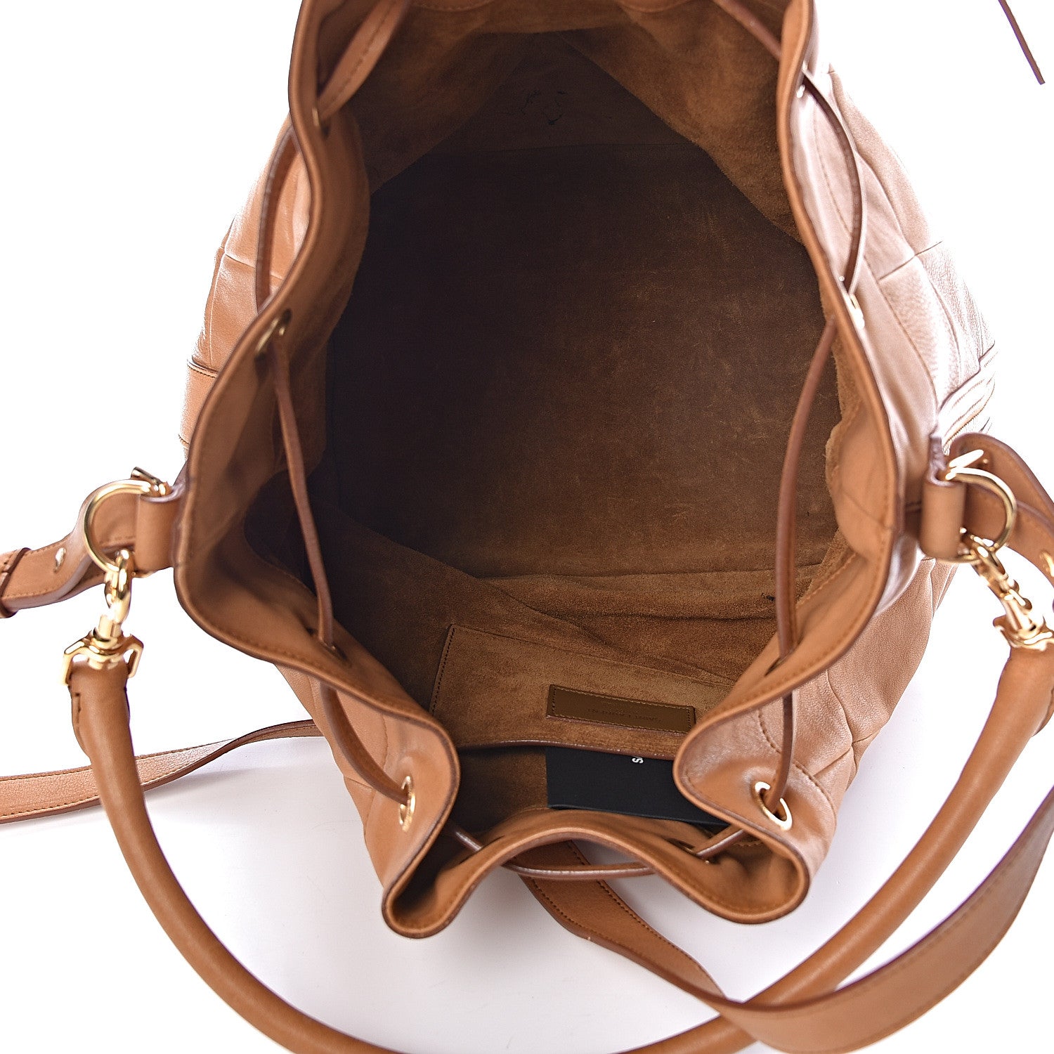 Saint Laurent Calfskin Patchwork Medium Bucket Bag Light Cognac 5 of 16