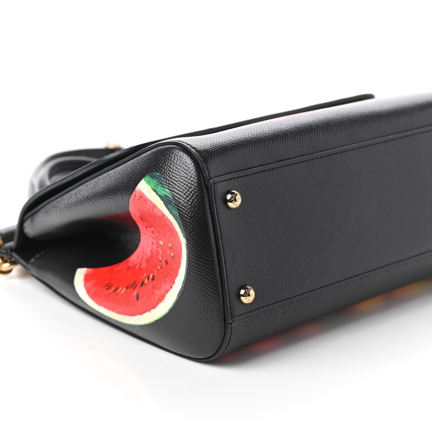 Dolce & Gabbana Dauphine Fruit Print Medium Miss Sicily Satchel Black Mulitcolor 6 of 9