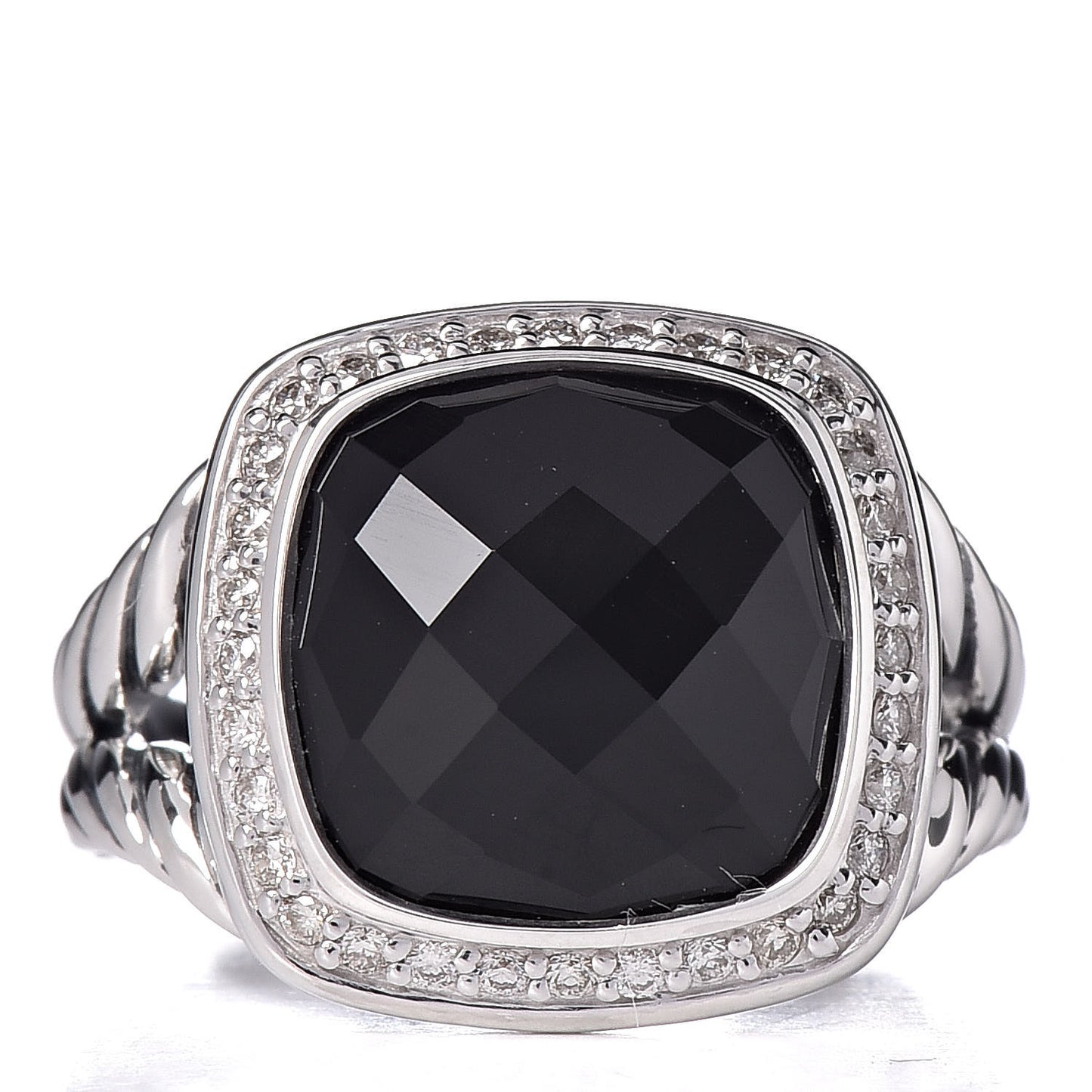 Sterling Silver Diamond Black Onyx 11mm Albion Ring 52 6