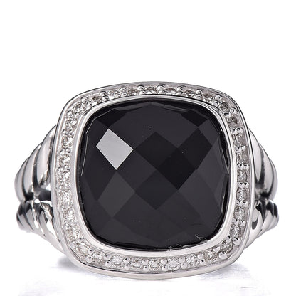 David Yurman Sterling Silver Diamond Black Onyx 11mm Albion Ring 52 6 1 of 5