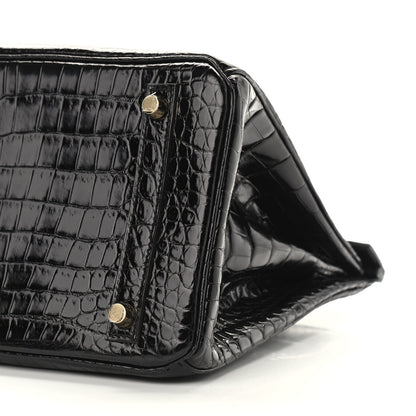 Hermes Shiny Porosus Crocodile Birkin 30 Black 8 of 8