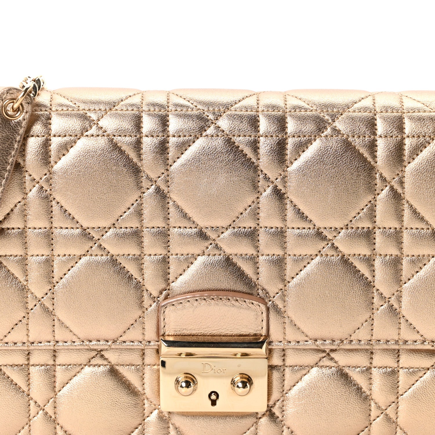Christian Dior Metallic Lambskin Cannage Miss Dior Promenade Pouch Gold 8 of 10