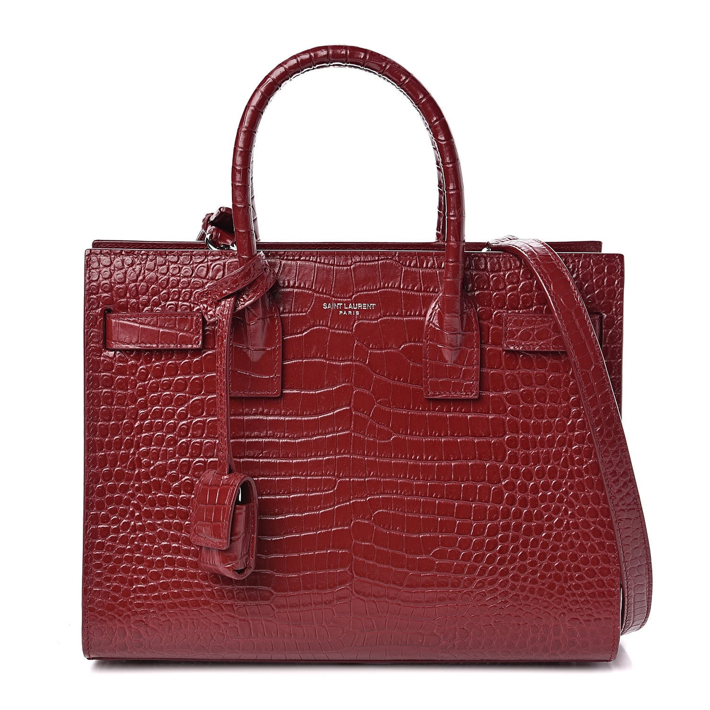 Calfskin Crocodile Embossed Baby Sac De Jour Red