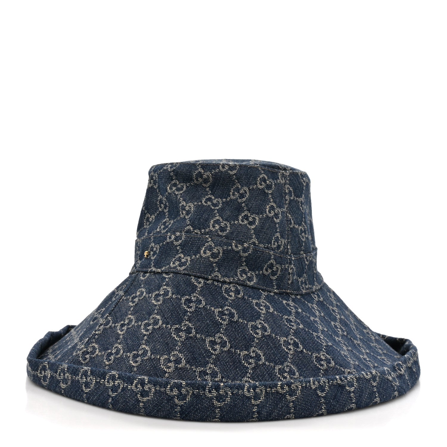 Gucci Eco Washed Denim GG Monogram Brim Hat L Blue Ivory 1 of 10