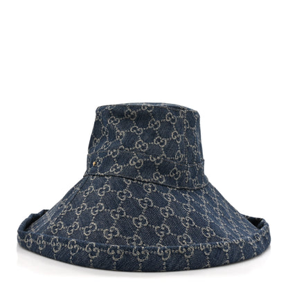Gucci Eco Washed Denim GG Monogram Brim Hat L Blue Ivory 1 of 10