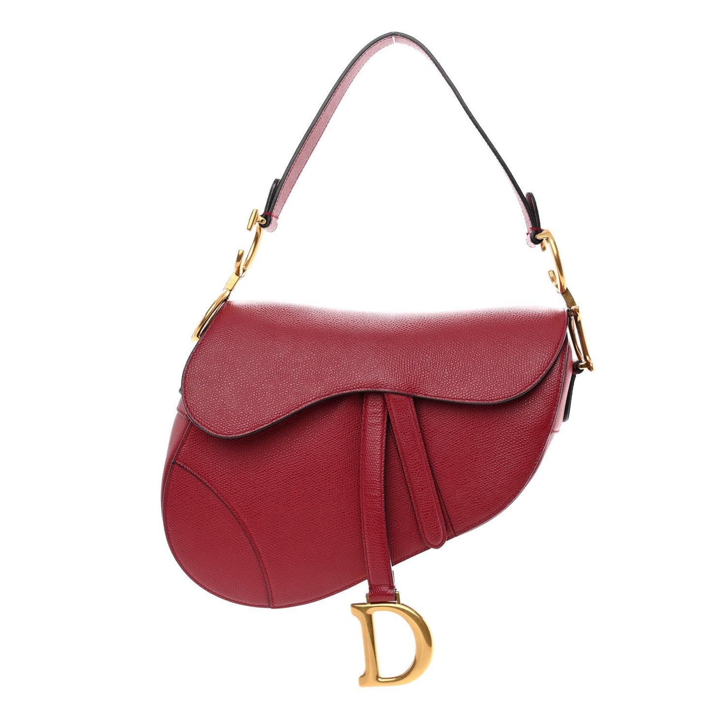 Grained Calfskin Saddle Bag Red