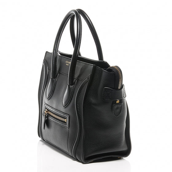 Drummed Leather Micro Luggage Bag Black