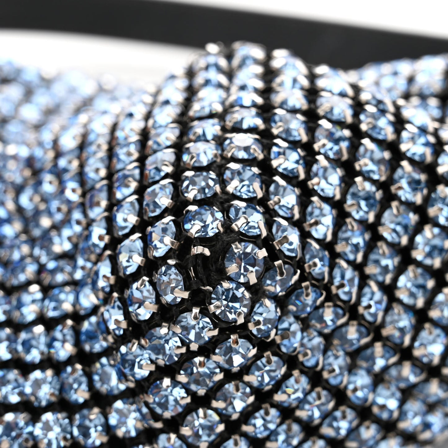 Mesh Crystal Rhinestone Mini Heiress Pouch Baby Blue