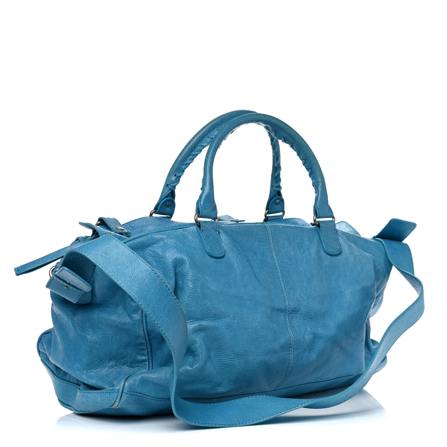 Agneau Classic Hardware Small Squash Duffel Bag Cyclade