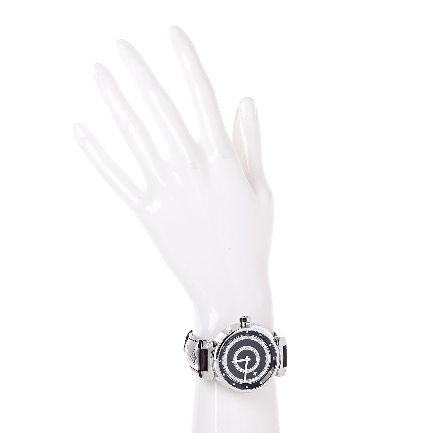 Louis Vuitton Stainless Steel Vernis Diamond 39mm Tambour Quartz Watch Amarante 2 of 9