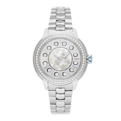 Fendi Stainless Steel Diamond Bezel Mother of Pearl Topaz 34mm Crazy Carats Quartz Watch 1 of 7