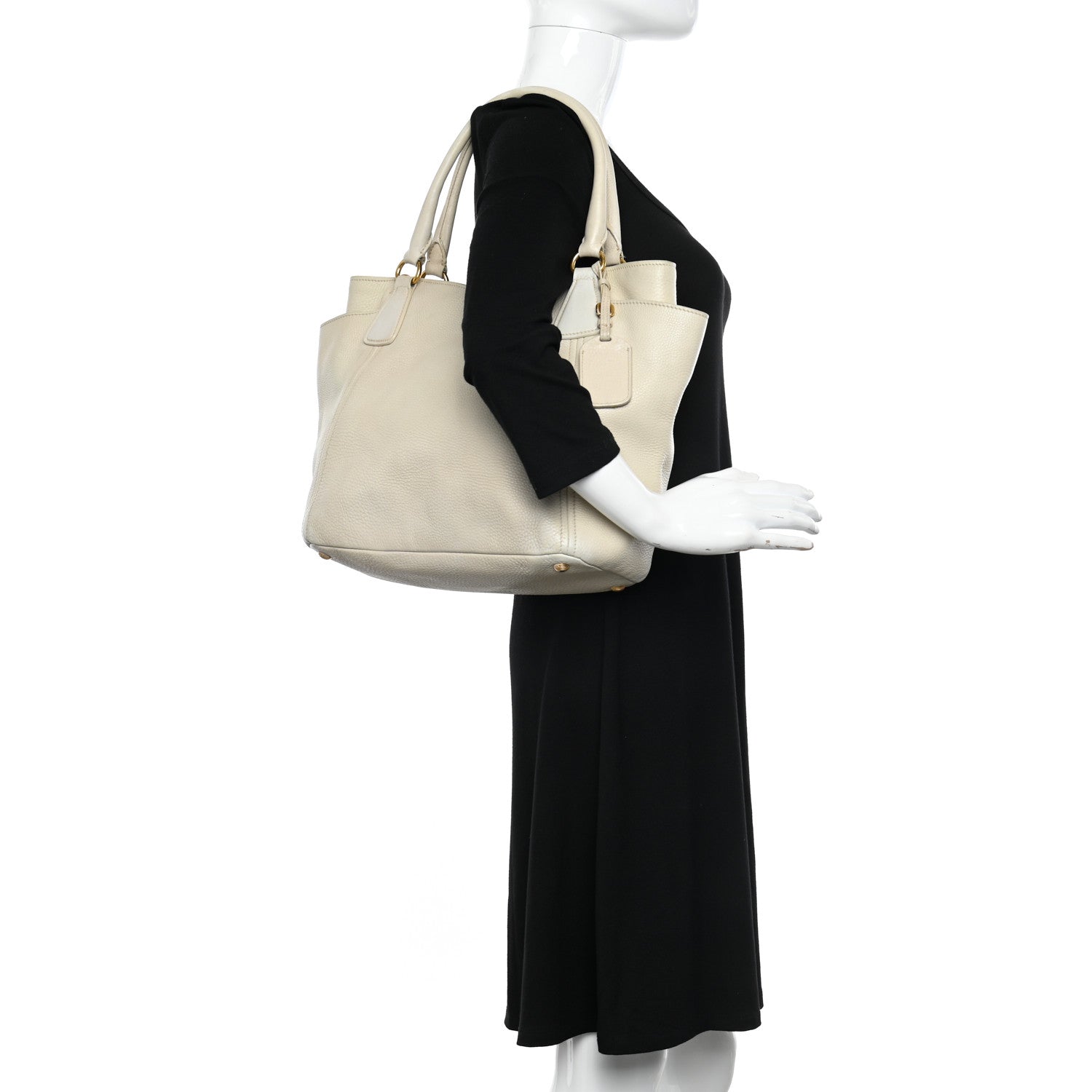 Prada Vitello Daino Side Pocket Tote Talco 2 of 21