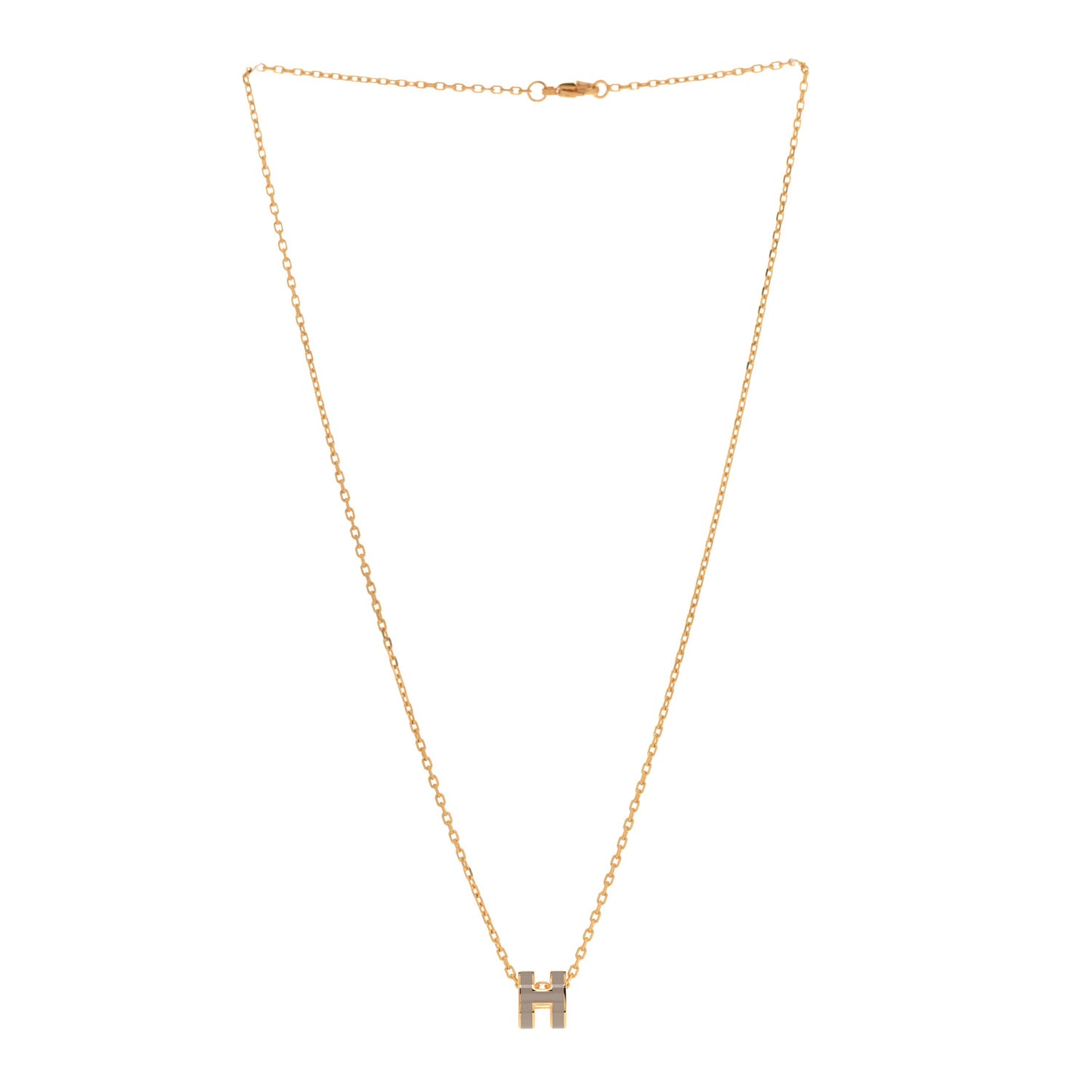 Lacquered Gold Mini Pop H Pendant Necklace Marron Glace