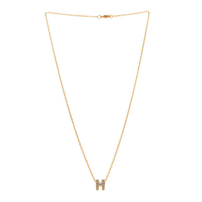 Hermes Lacquered Gold Mini Pop H Pendant Necklace Marron Glace 3 of 7