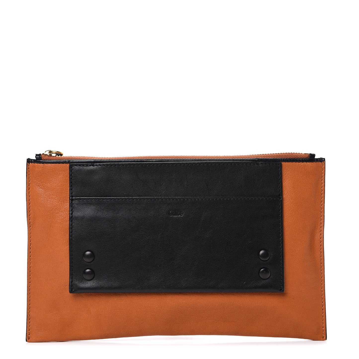 Calfskin Goatskin Bi-Color Alice Clutch Marron Glace