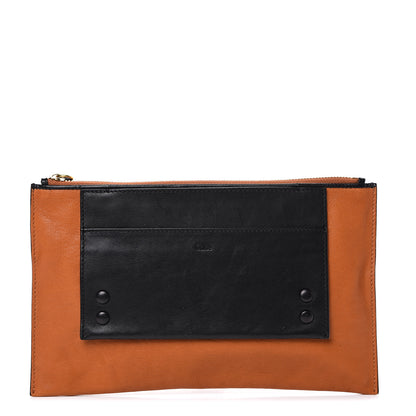 Chloe Calfskin Goatskin Bi-Color Alice Clutch Marron Glace 1 of 9