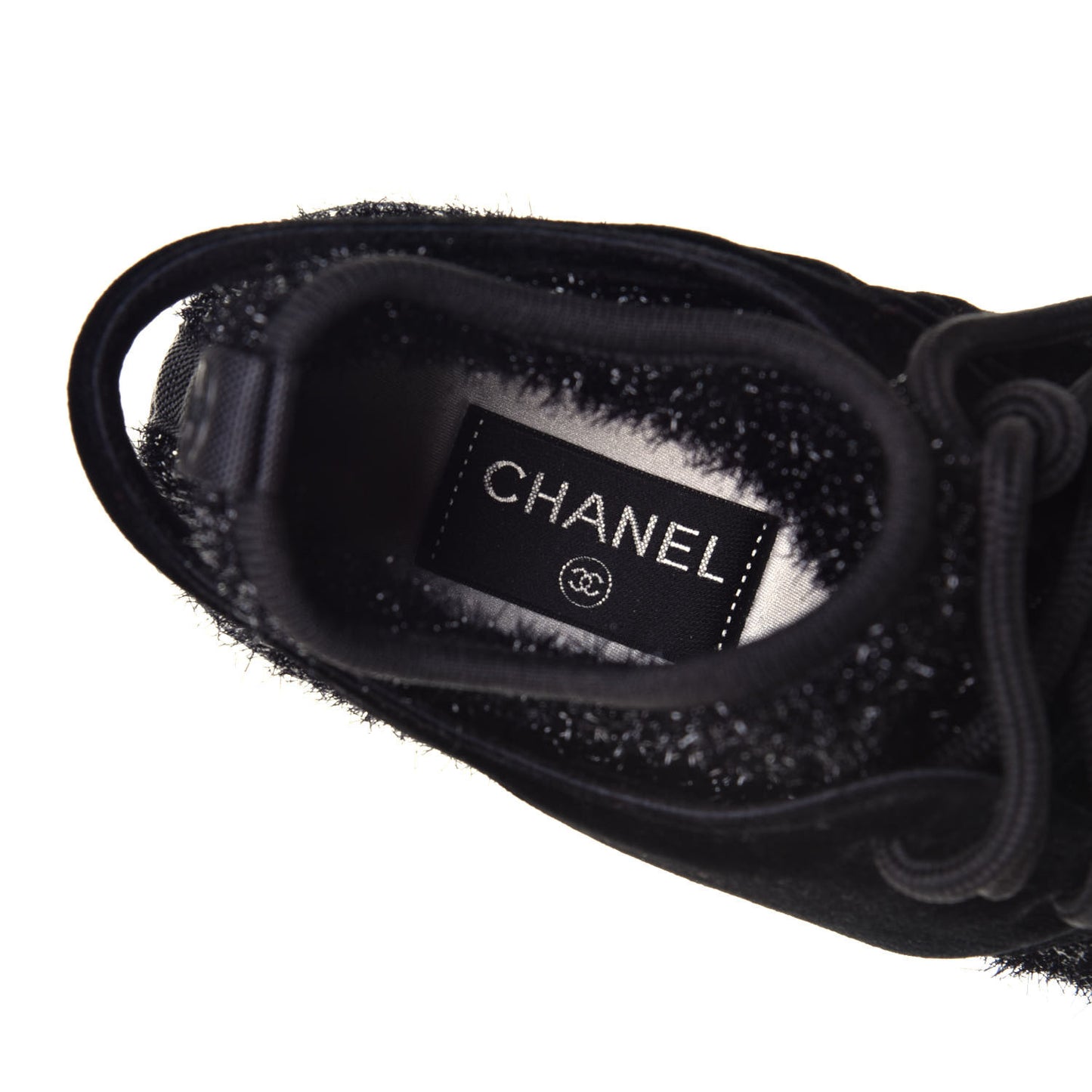 Stretched Fabric Velvet CC Womens Sneakers 38.5 Black