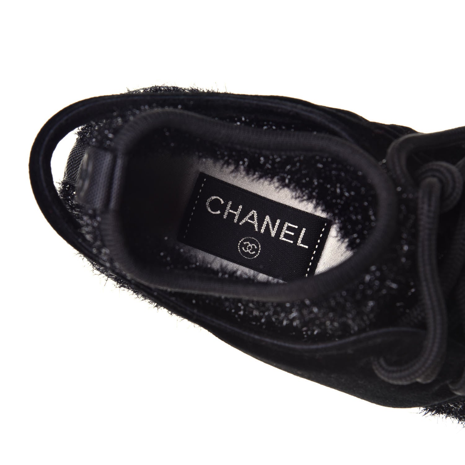Chanel Stretched Fabric Velvet CC Womens Sneakers 38.5 Black 7 of 7