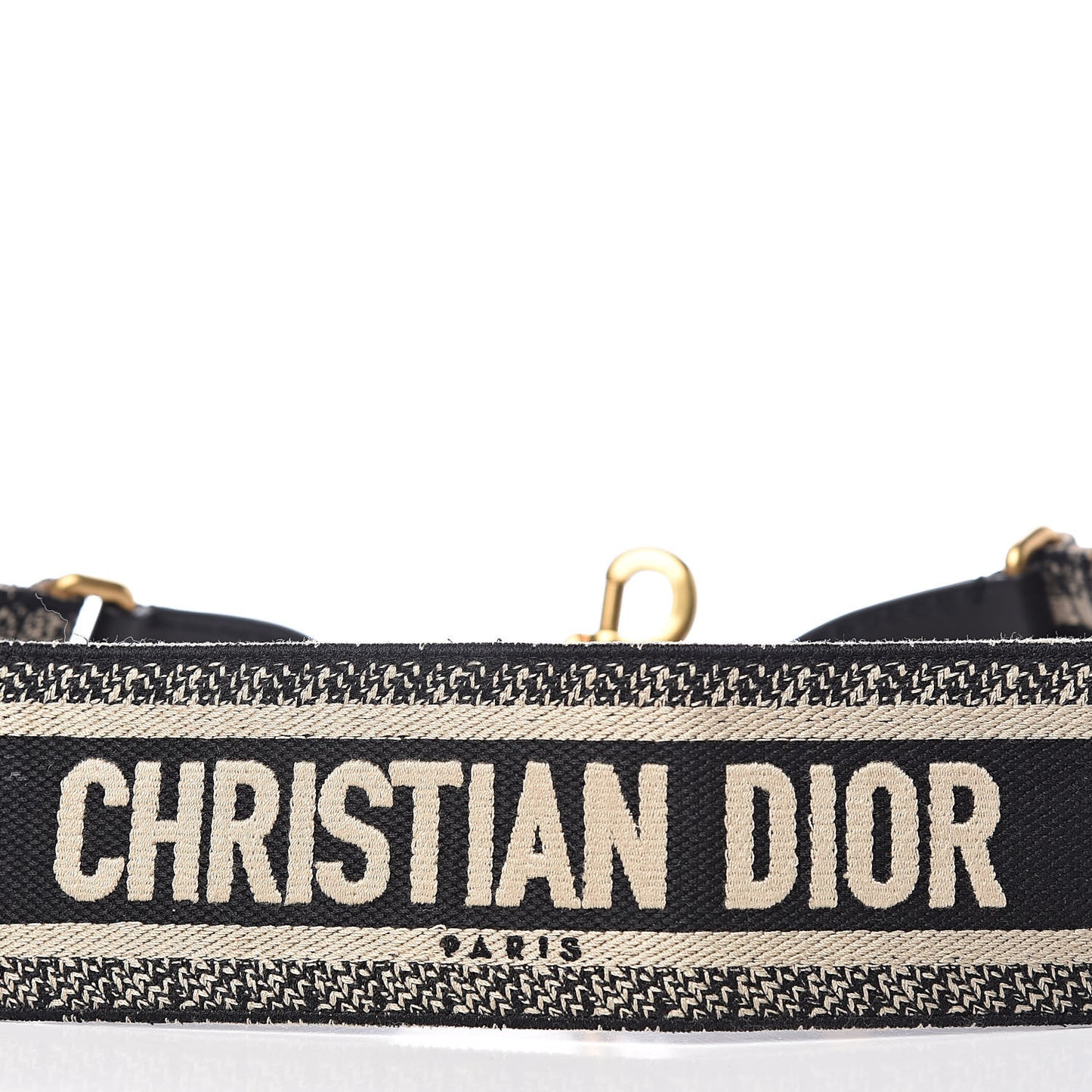 Canvas Embroidered Shoulder Strap Black