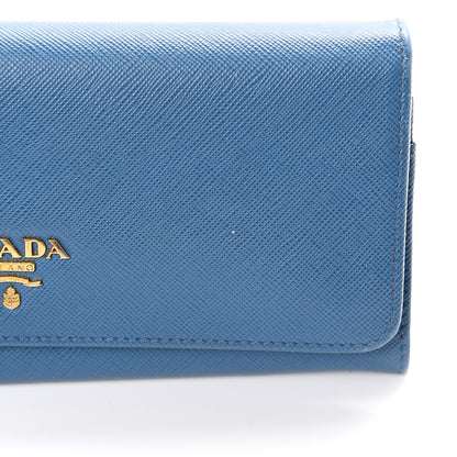 Prada Saffiano Metal Continental Flap Wallet Cobalto 9 of 11