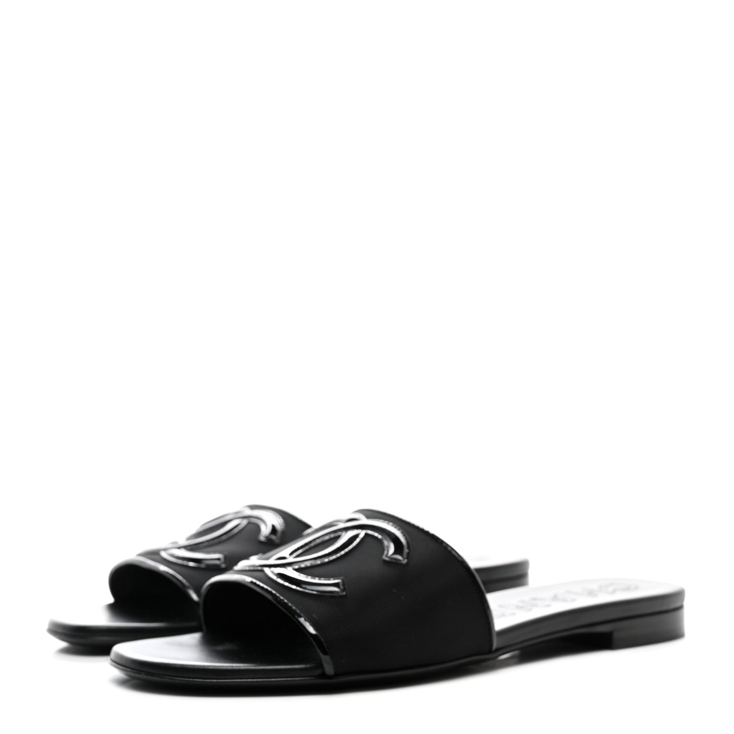Chanel Mesh Patent Calfskin CC Mules 38 Black 3 of 10