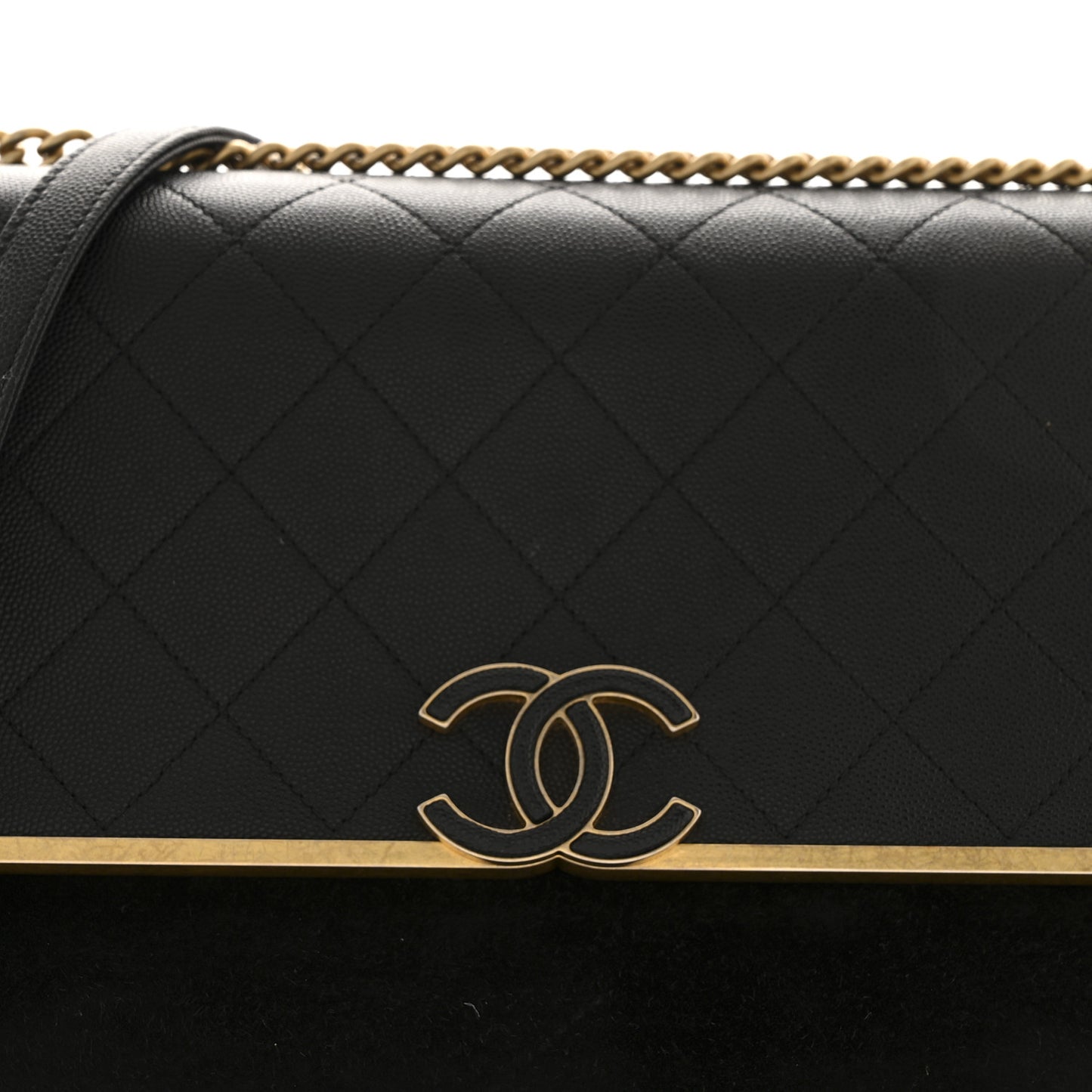 Caviar Suede Stitched Lady Coco Flap Black