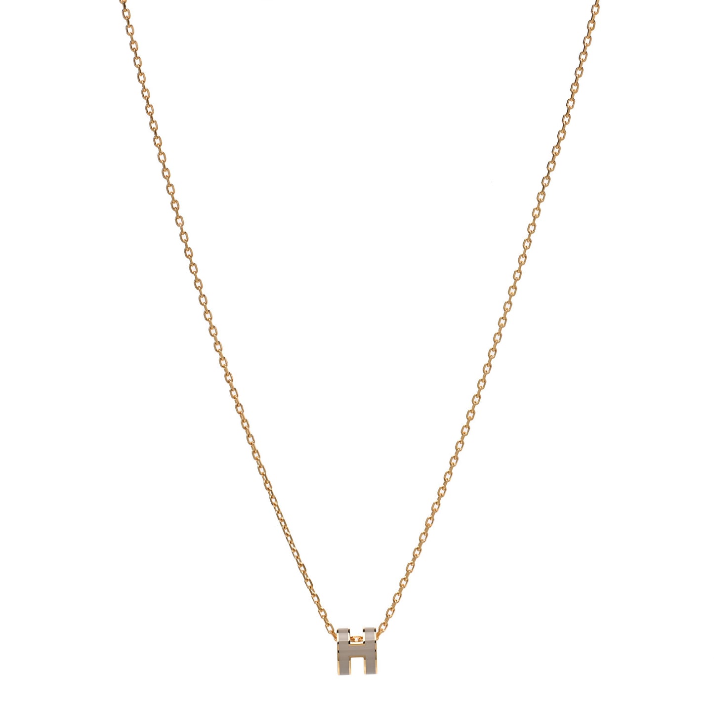 Lacquered Gold Mini Pop H Pendant Necklace Marron Glace