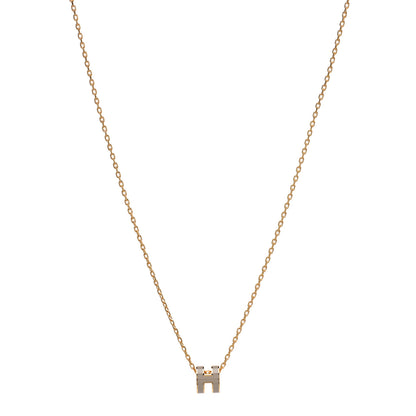 Hermes Lacquered Gold Mini Pop H Pendant Necklace Marron Glace 1 of 5