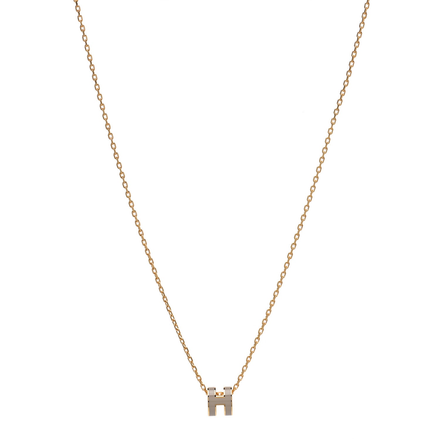 Hermes Lacquered Gold Mini Pop H Pendant Necklace Marron Glace 1 of 5