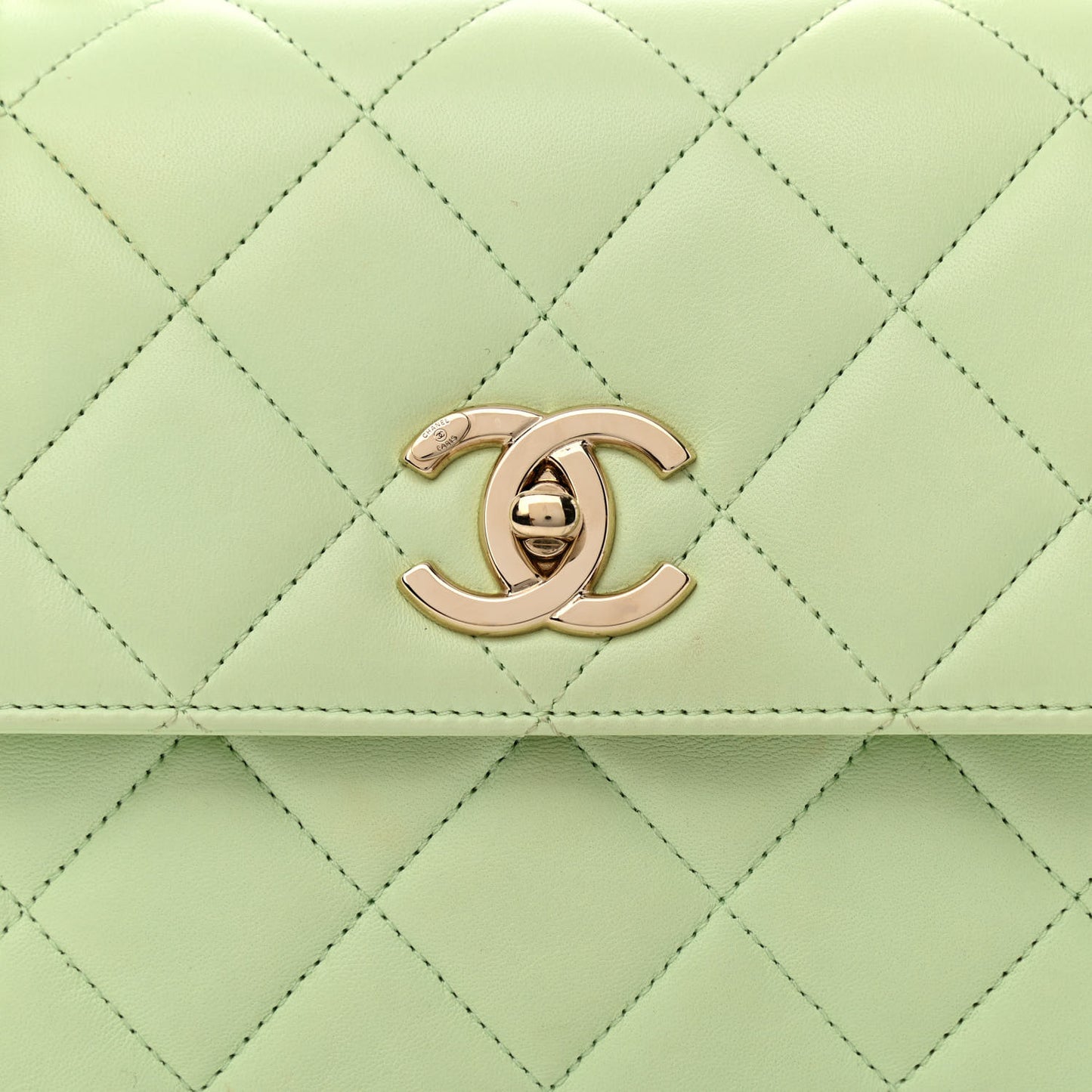 Lambskin Quilted Small Trendy CC Flap Dual Handle Bag Light Green
