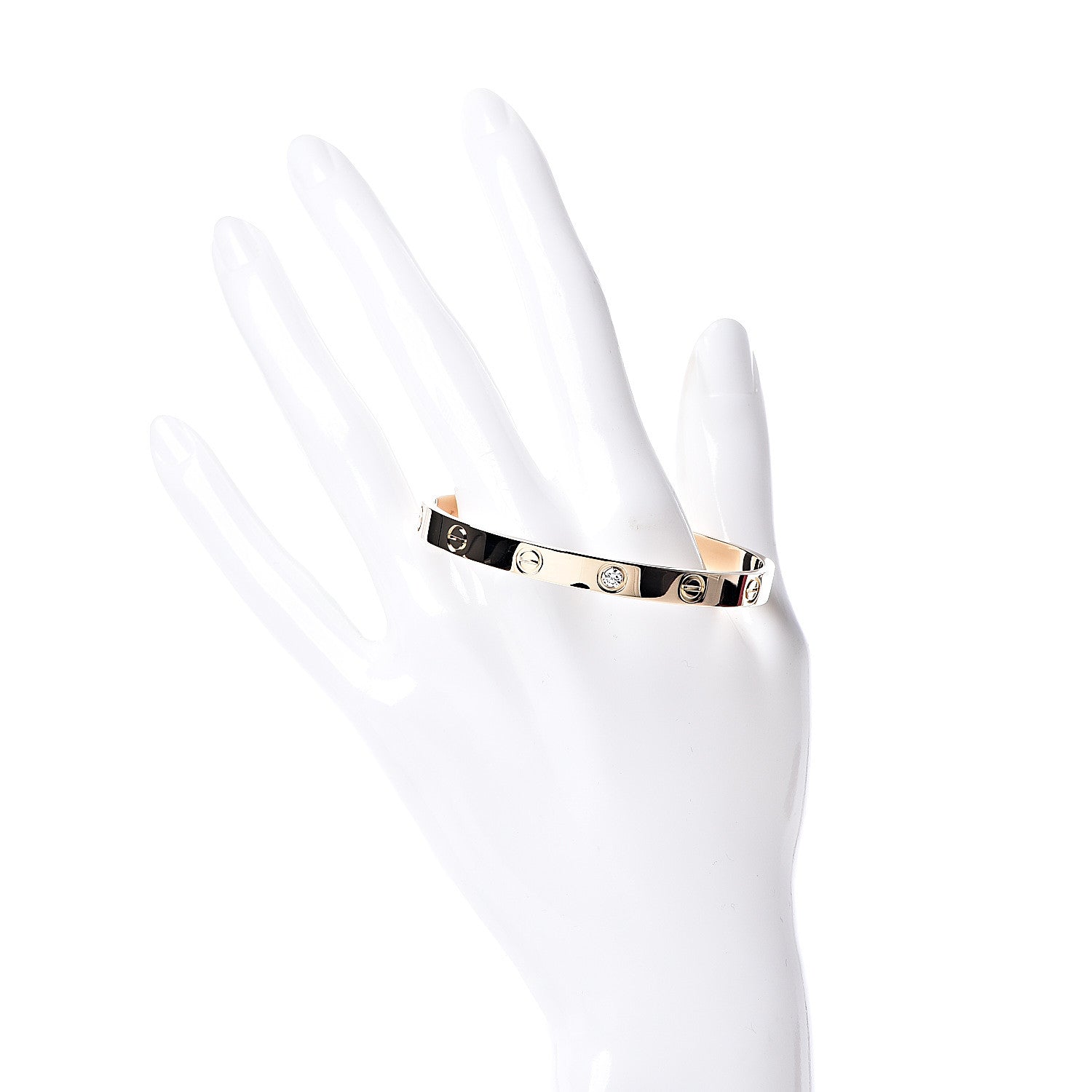 Cartier 18K Yellow Gold 1 Diamond LOVE Cuff Bracelet 17 2 of 5