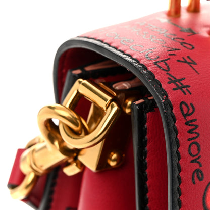 Dolce & Gabbana Calfskin Medium Graffiti Printed Welcome Satchel Rosso Multicolor 13 of 14