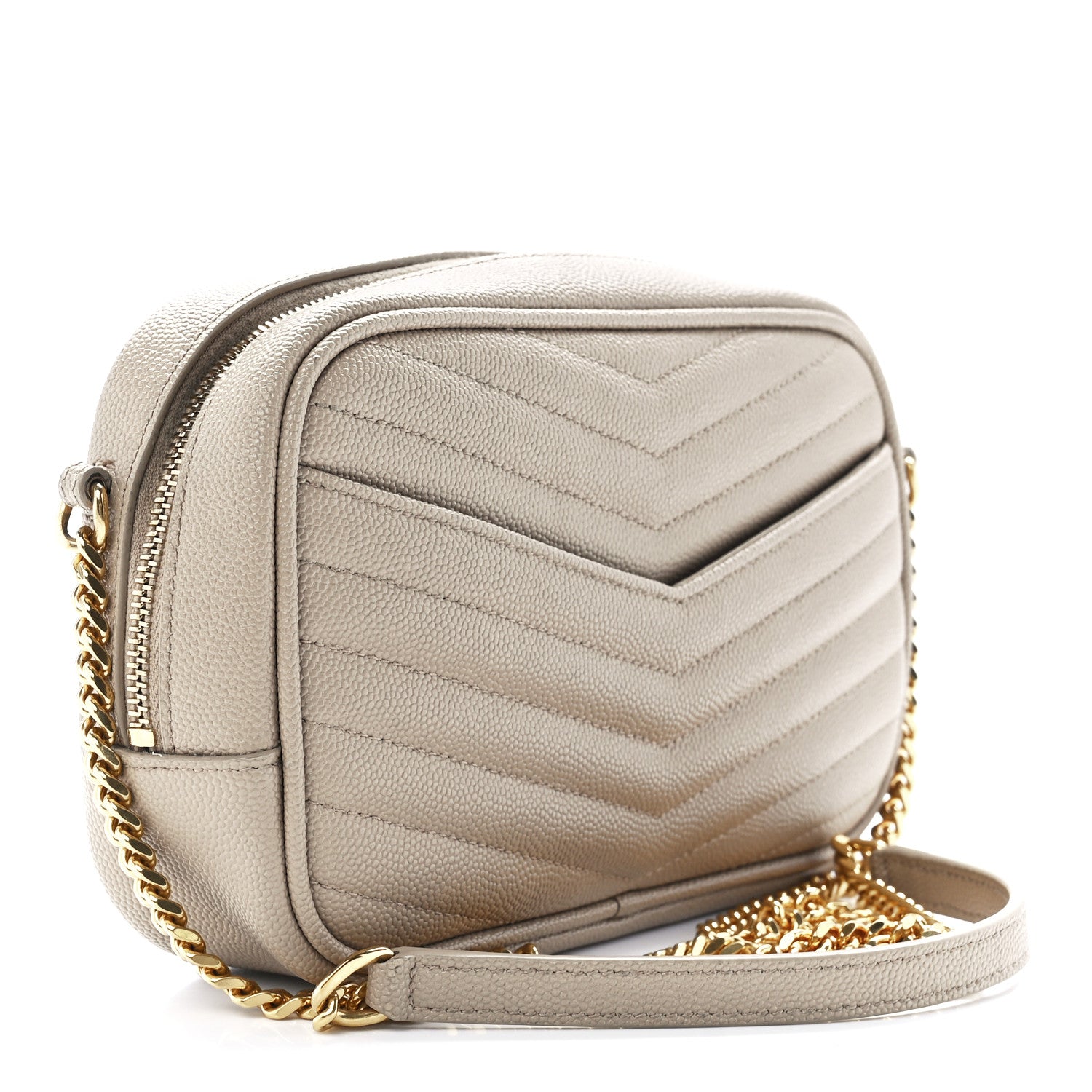 Saint Laurent Grain De Poudre Matelasse Monogram Mini Lou Camera Bag Dark Beige 3 of 11