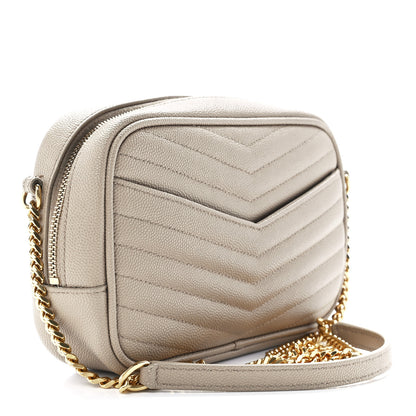 Saint Laurent Grain De Poudre Matelasse Monogram Mini Lou Camera Bag Dark Beige 3 of 11