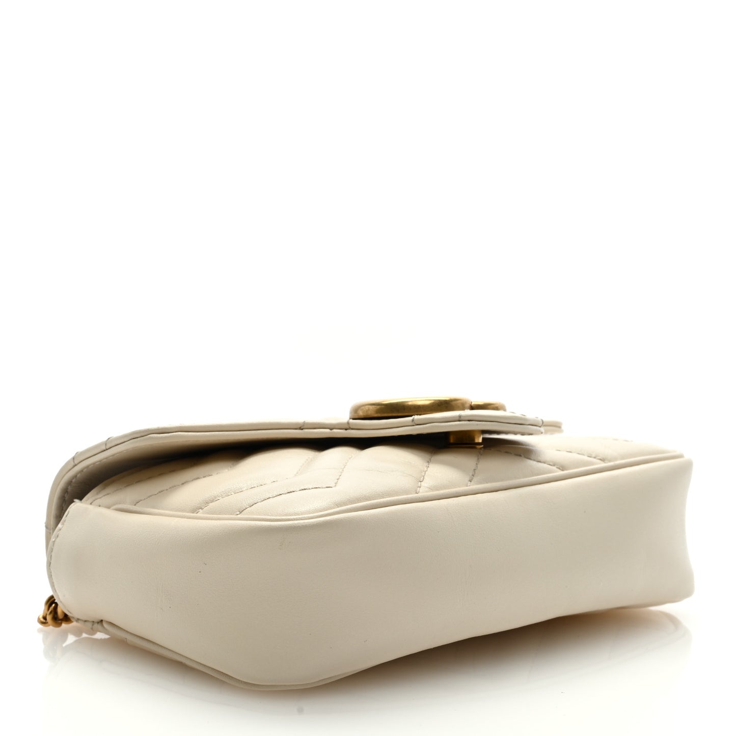Calfskin Matelasse Super Mini GG Marmont Shoulder Bag White