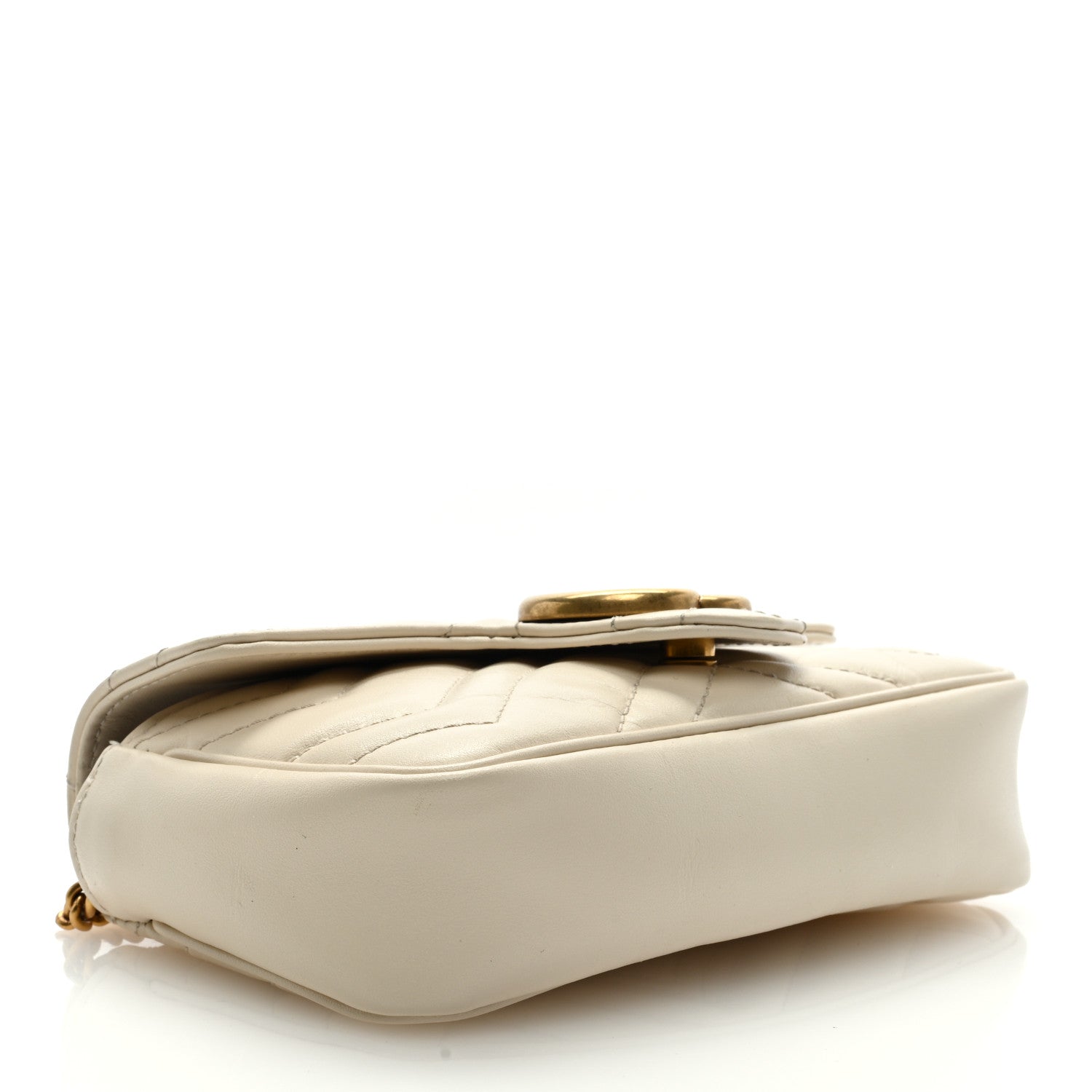 Gucci Calfskin Matelasse Super Mini GG Marmont Shoulder Bag White 4 of 9