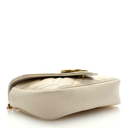 Gucci Calfskin Matelasse Super Mini GG Marmont Shoulder Bag White 4 of 9