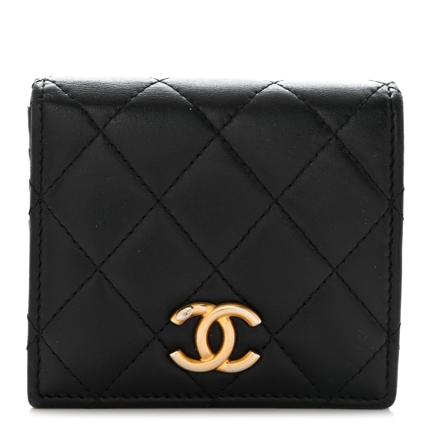 Chanel Lambskin Quilted CC Compact Bifold Wallet Black 1 of 8