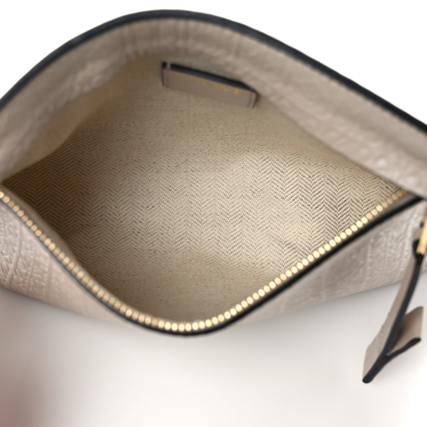 Calfskin Embossed Mini Repeat T Pouch Beige