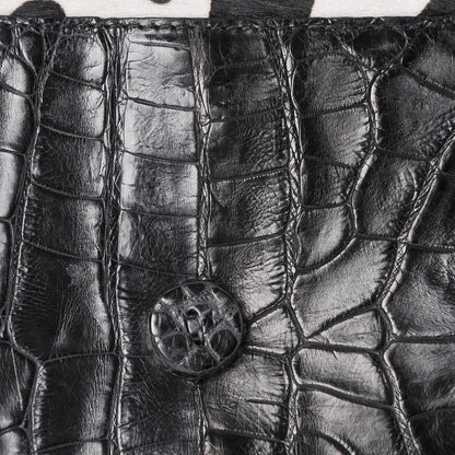 Nancy Gonzalez Calf Hair Crocodile Loop Satchel Black White 6 of 9