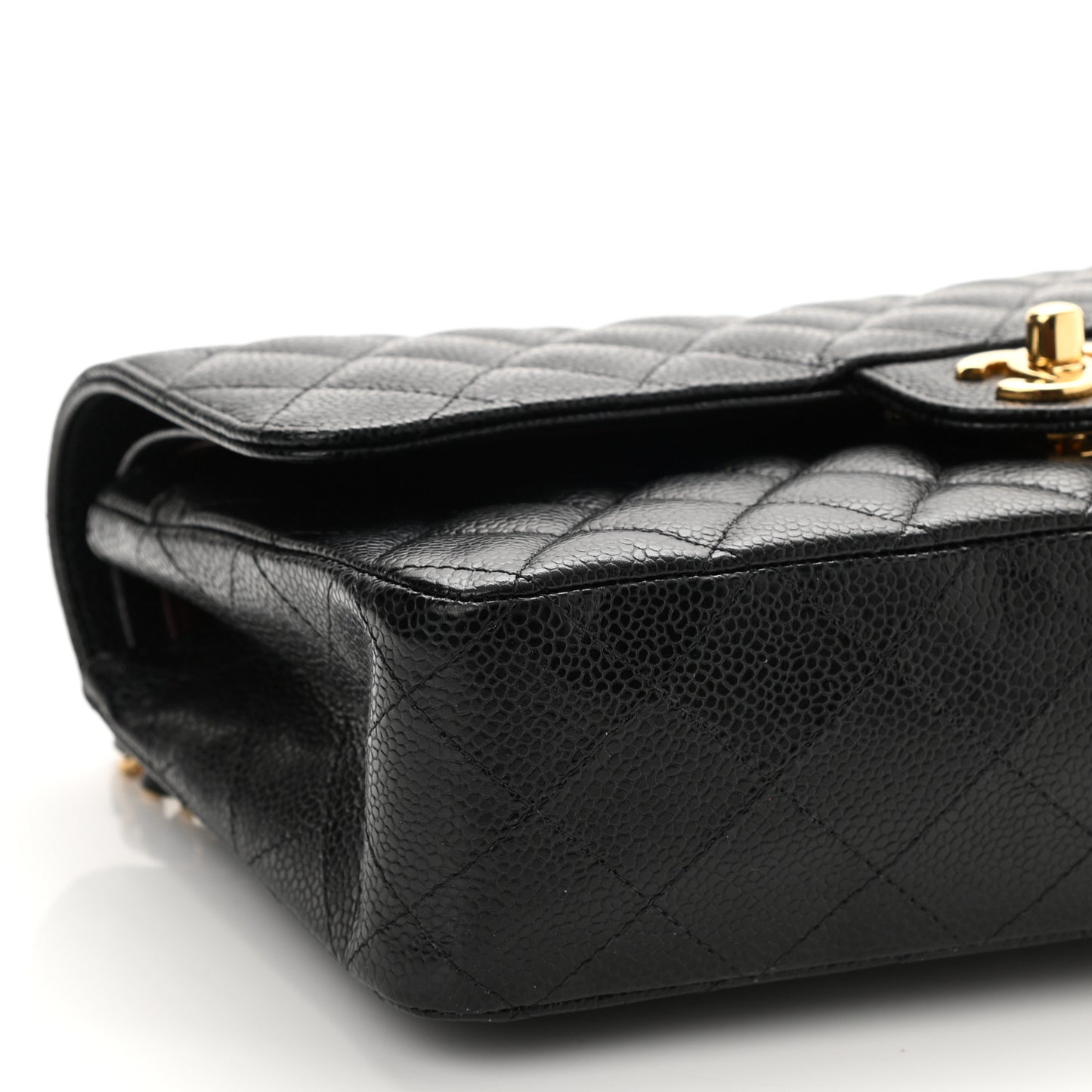 Caviar Quilted Medium Double Flap Black