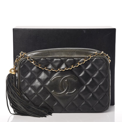 Chanel Lambskin Quilted CC Tassel Camera Case Black 16 of 16