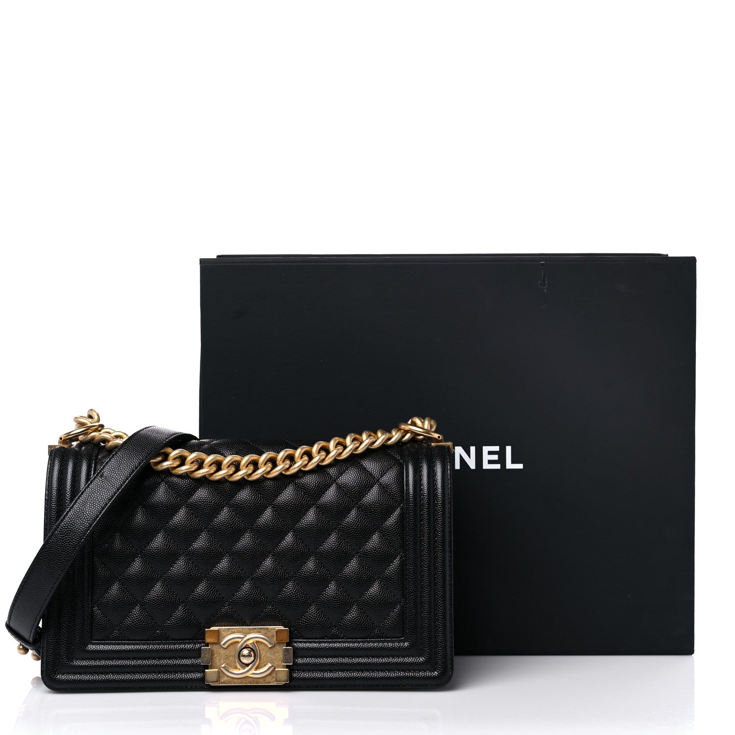 Chanel Caviar Quilted Medium Boy Flap Black 14 of 14