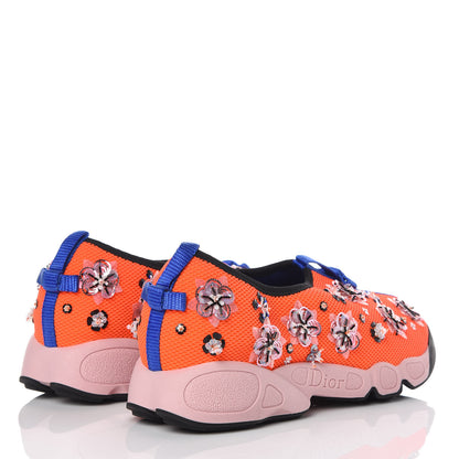 Christian Dior Technical Canvas Embellished Dior Fusion Sneakers 39 Orange Fluo 4 of 7