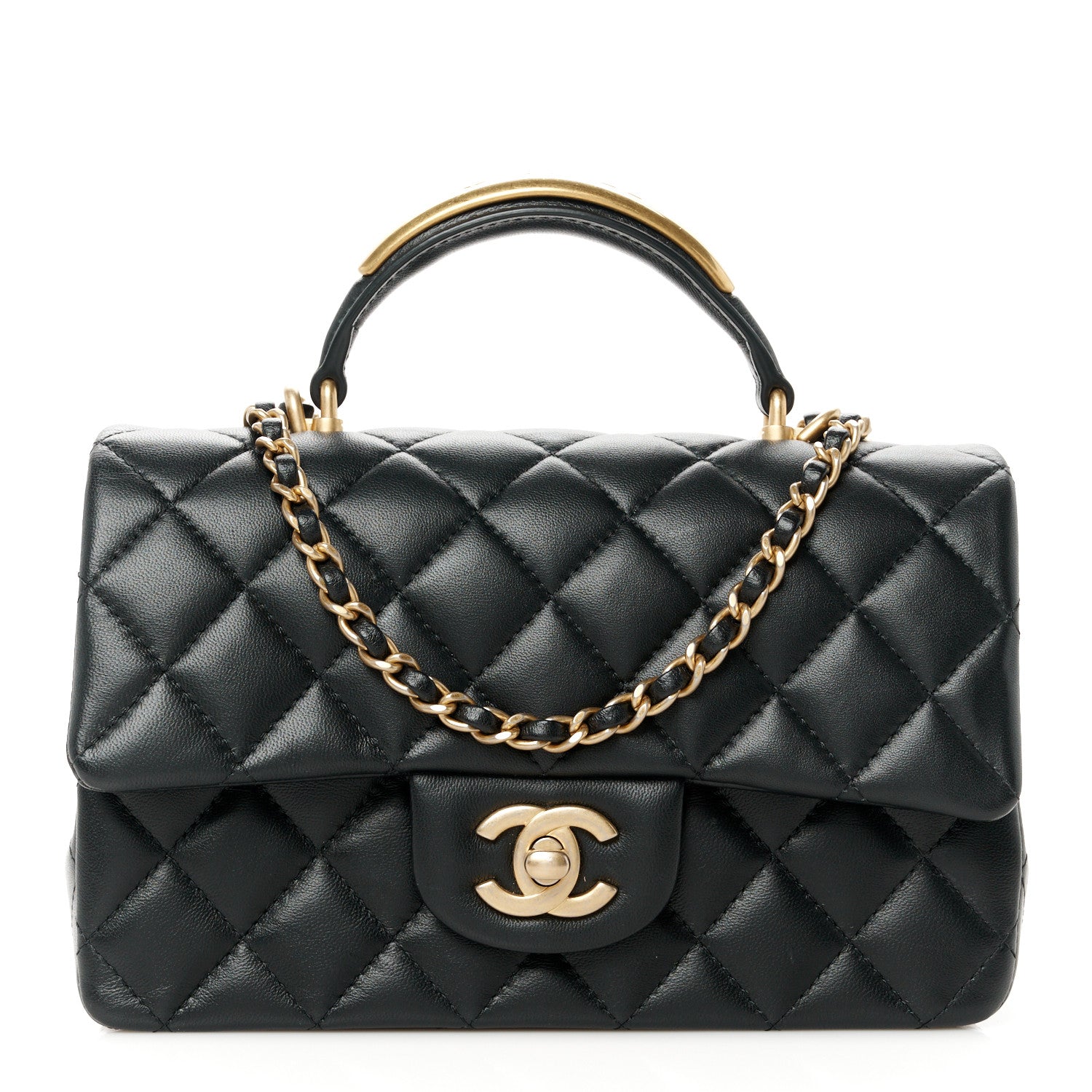 Chanel Lambskin Quilted Metal Mini Top Handle Rectangular Flap Black 1 of 12