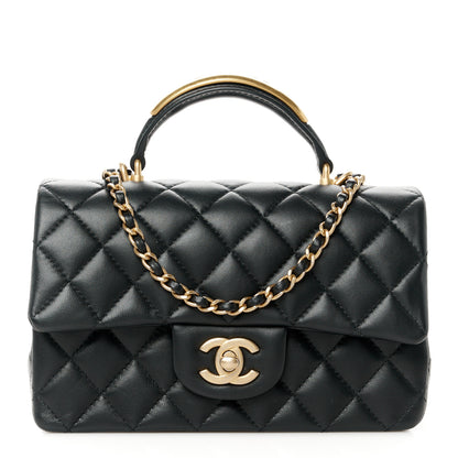 Chanel Lambskin Quilted Metal Mini Top Handle Rectangular Flap Black 1 of 12