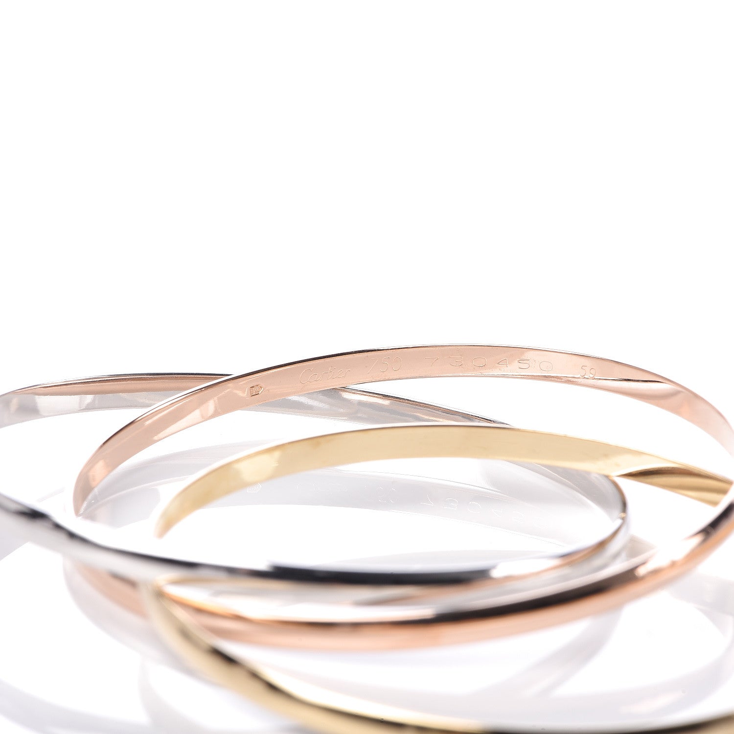 Cartier 18K Pink Yellow White Gold Trinity Bangle Bracelet 59 4 of 4