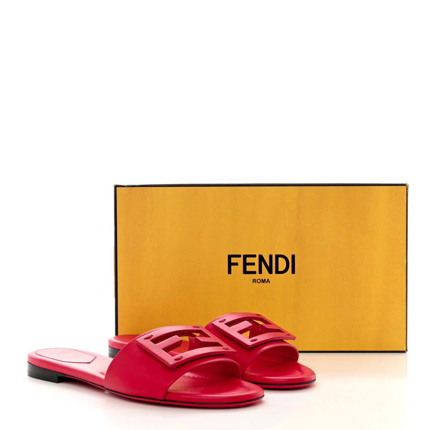 Vitello Cuoio Baguette Flat Slide Sandals 37.5 Lampone